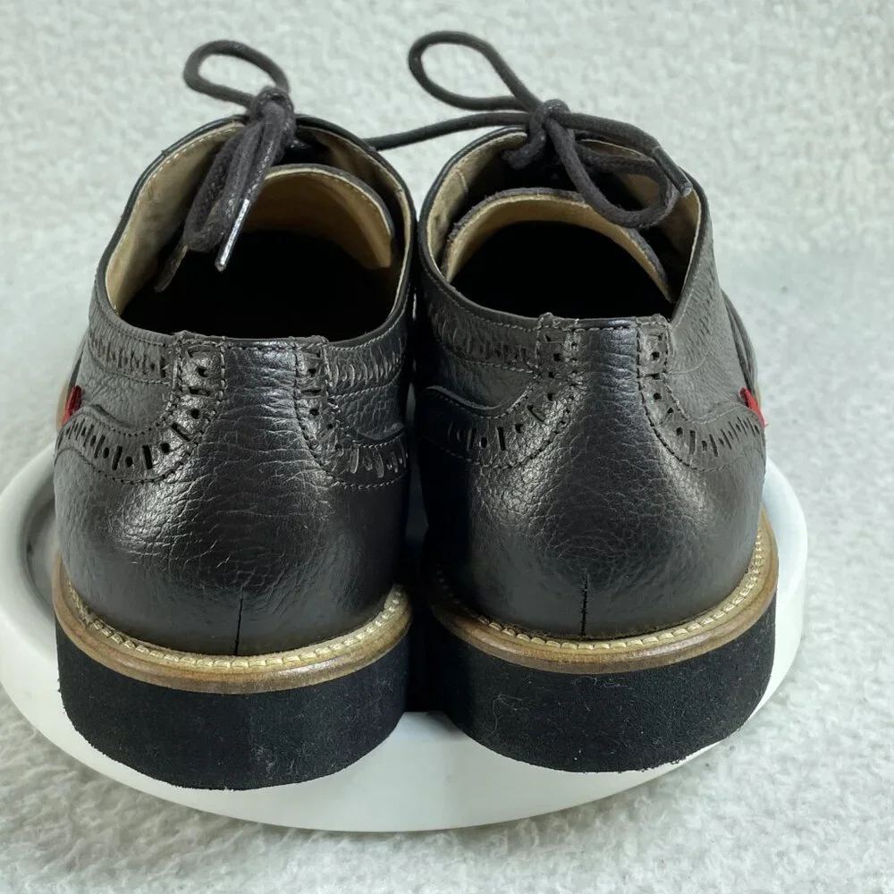 Marc Joseph New York Mens Size 9M Brown Leather Dress Shoes With Black Soles